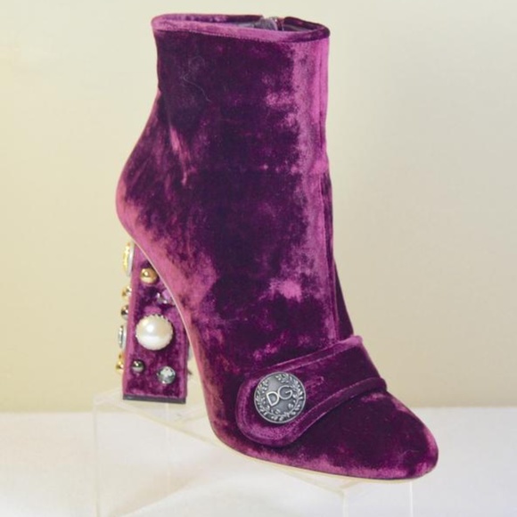 Purple Embellished Heel Ankle Boots/Booties - Picture 1 of 9